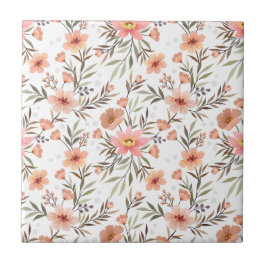 Azulejo De Cerâmica Embrace Elegance: Boho Floral Rosa