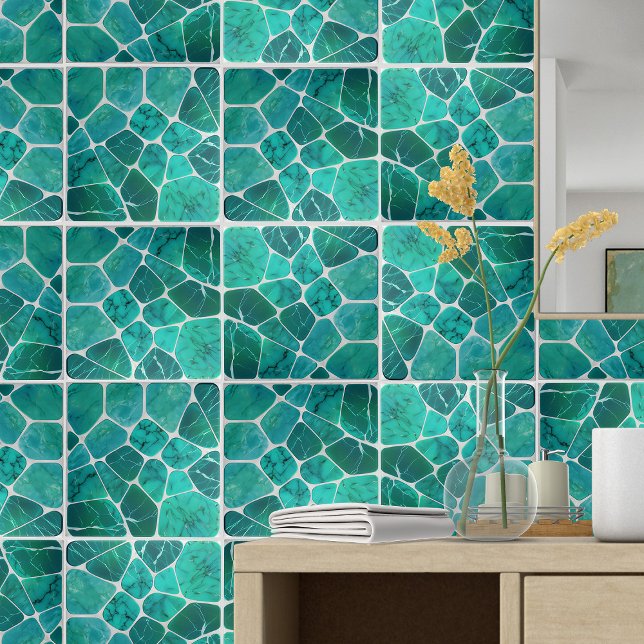 Azulejo De Cerâmica Emerald Coast Marble Mosaico abstrato art (Criador carregado)
