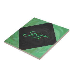 Azulejo De Cerâmica Emerald Cream e Black Monogram