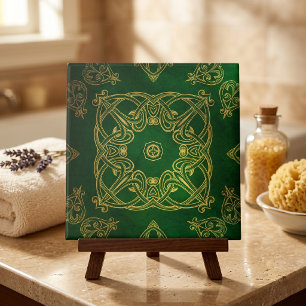 Azulejo De Cerâmica Emerald Green E Damasco Amarelo - Ornamentos Celul