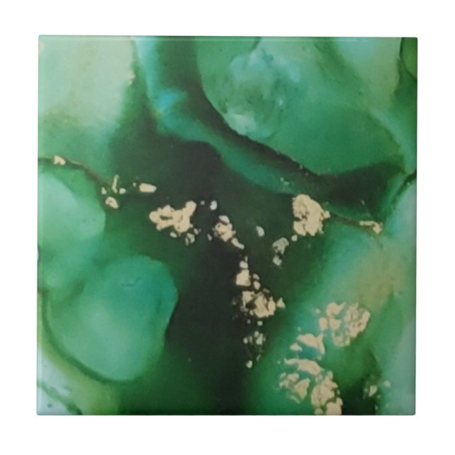 Azulejo De Cerâmica Emerald Green e Dourada Agate Quartz (Frente)