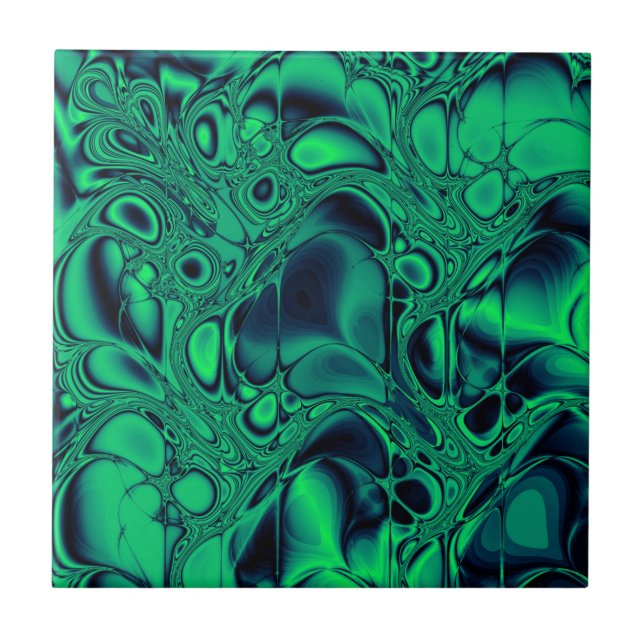 Azulejo De Cerâmica Emerald Green e Palatinado Blue Abstrato Marble (Frente)