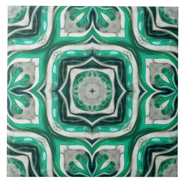 Azulejo De Cerâmica Emerald Green - Padrão arábico (Frente)