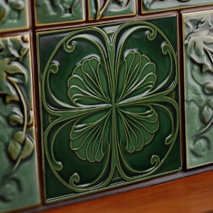 Azulejo De Cerâmica Emerald Green Wall Decor Art Nouveau Ceram
