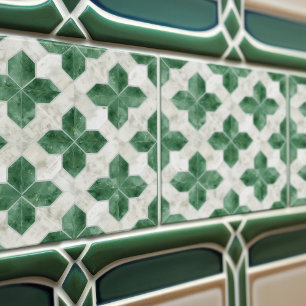 Azulejo De Cerâmica Emerald Green Wall Decor Art Nouveau Ceram