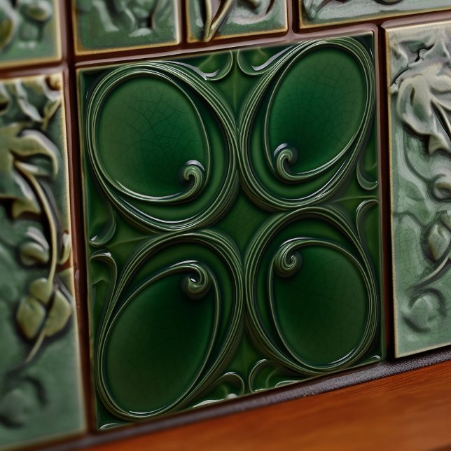 Azulejo De Cerâmica Emerald Green Wall Decor Art Nouveau Ceram (Criador carregado)