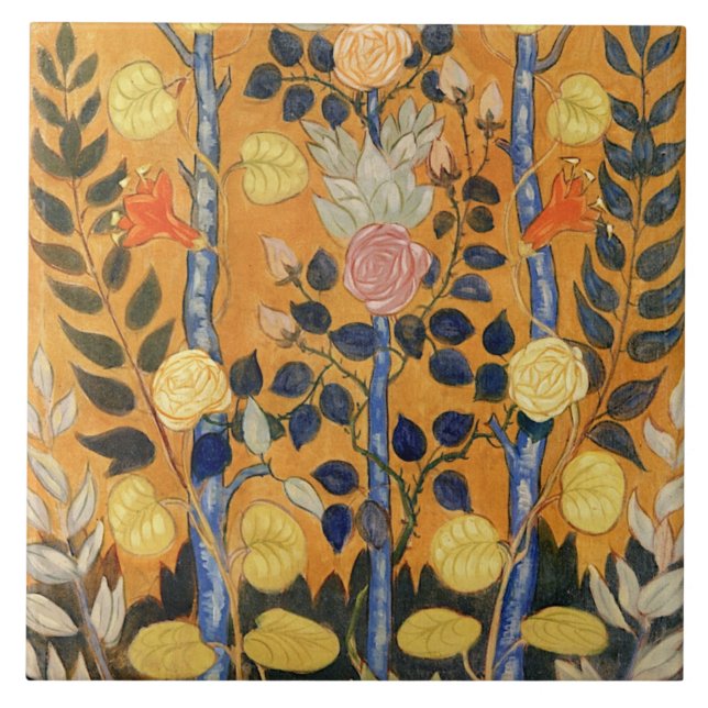 Azulejo De Cerâmica Emile Bernard pintura, Rosas, (Frente)