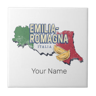 Azulejo De Cerâmica Emilia Romagna Flag Itália Retro Region Map Vintag