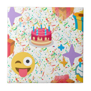 Azulejo De Cerâmica emoji de feliz aniversário