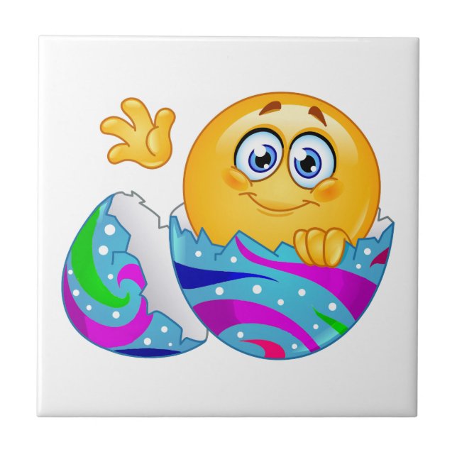 Azulejo De Cerâmica Emoji de ovo de Páscoa (Frente)