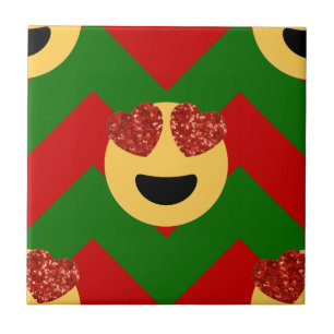 Azulejo De Cerâmica emoji do coração de natal
