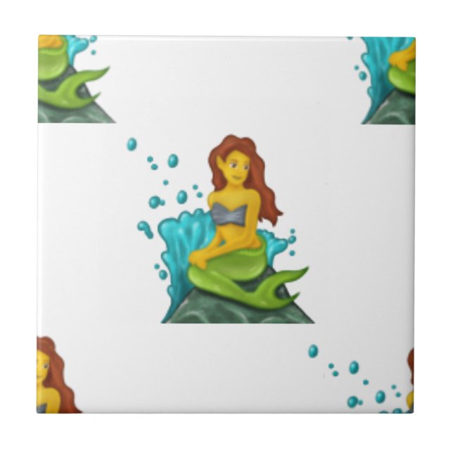 Azulejo De Cerâmica emoji mermaid (Frente)