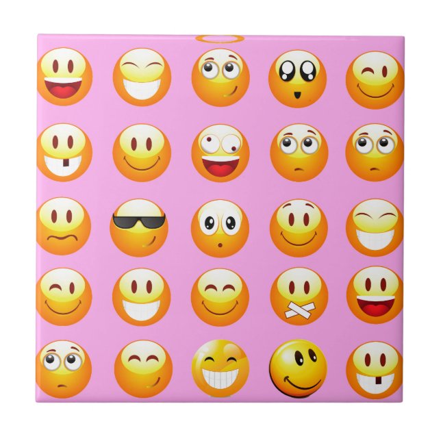 Azulejo De Cerâmica emoji rosa pastel (Frente)