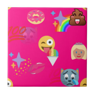 Azulejo De Cerâmica emoji rosa quente