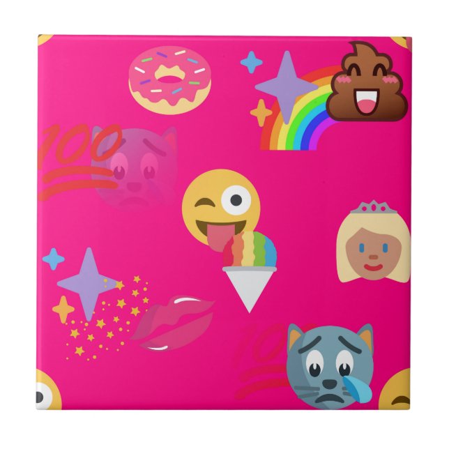 Azulejo De Cerâmica emoji rosa quente (Frente)