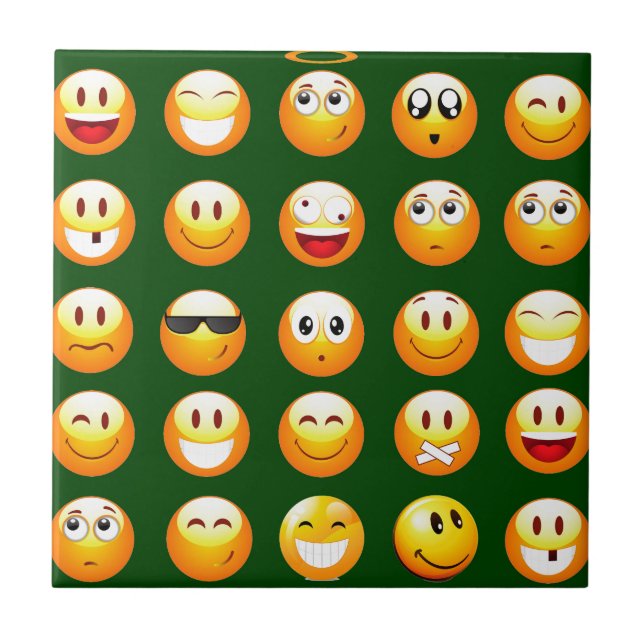 Azulejo De Cerâmica emoji verde-escuro (Frente)