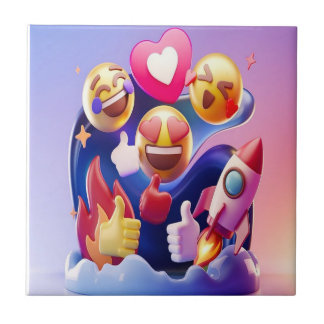 Azulejo De Cerâmica Emojis Lançou Uma Aventura Divertida E Colorida