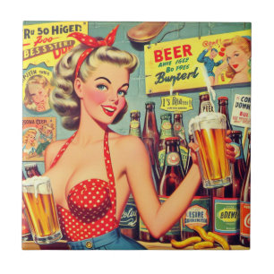 Azulejo De Cerâmica Encaixe a Cerveja da Vintage