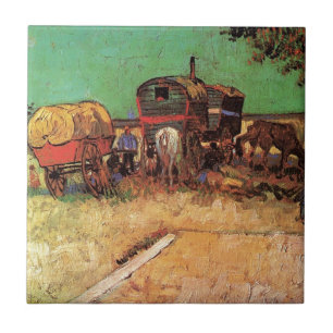 Azulejo De Cerâmica Encampamento de ciganos com caravanas, Van Gogh