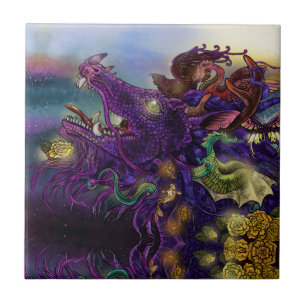 Azulejo De Cerâmica Encantamento de Dragão