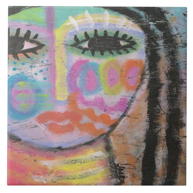 Azulejo De Cerâmica Encontrando-me pintura de Abstrato no Conselho OSB (Frente)