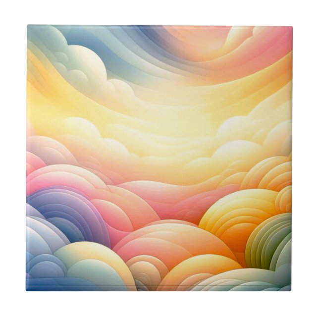 Azulejo De Cerâmica Encontrar a paz nas coludes do Sonho Puffy (Frente)