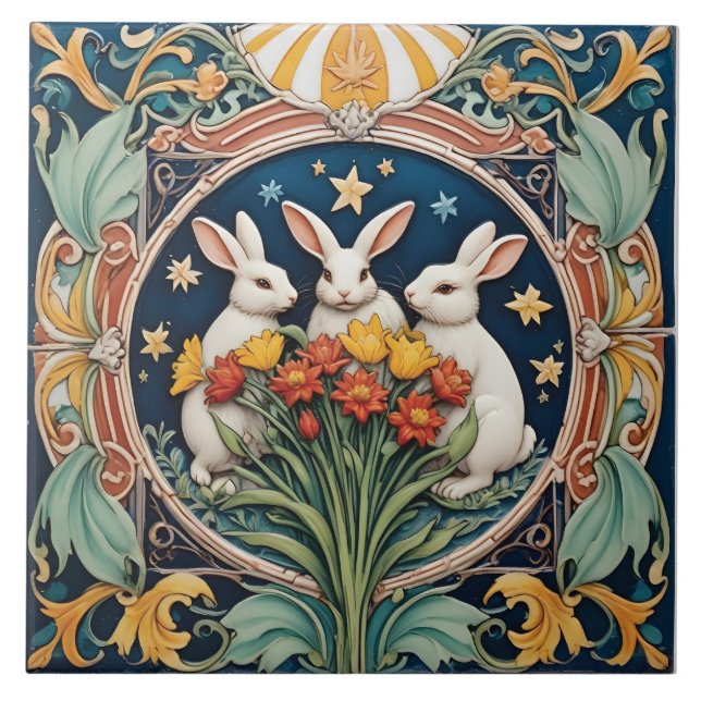 Azulejo De Cerâmica Encontro sob o Céu Celestial (Frente)