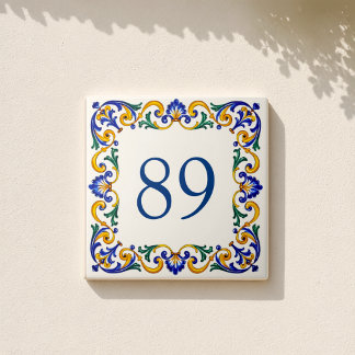 Azulejo De Cerâmica Endereço de Villa Mediterrânea Personalizado