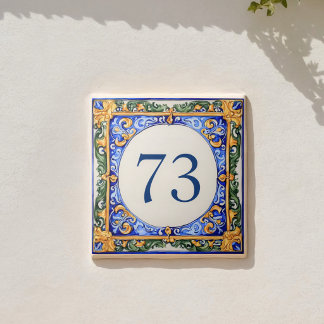 Azulejo De Cerâmica Endereço Personalizado Mediterrâneo em Maiolica