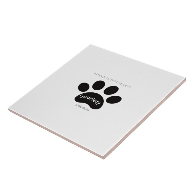 Azulejo De Cerâmica Enduring Paw Print Remembrance Design (Lateral)