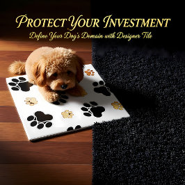 Azulejo De Cerâmica Enegreça e tan o branco canino do impressão da