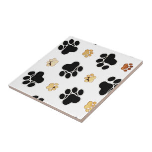 Azulejo De Cerâmica Enegreça e tan o branco canino do impressão da