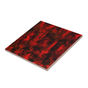Azulejo De Cerâmica Energia Nervosa Abstrato Vermelha E Preta.