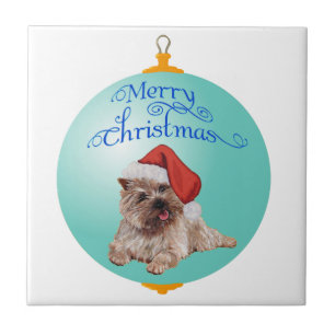 Azulejo De Cerâmica Enfeites de Natal de Cairn Terrier