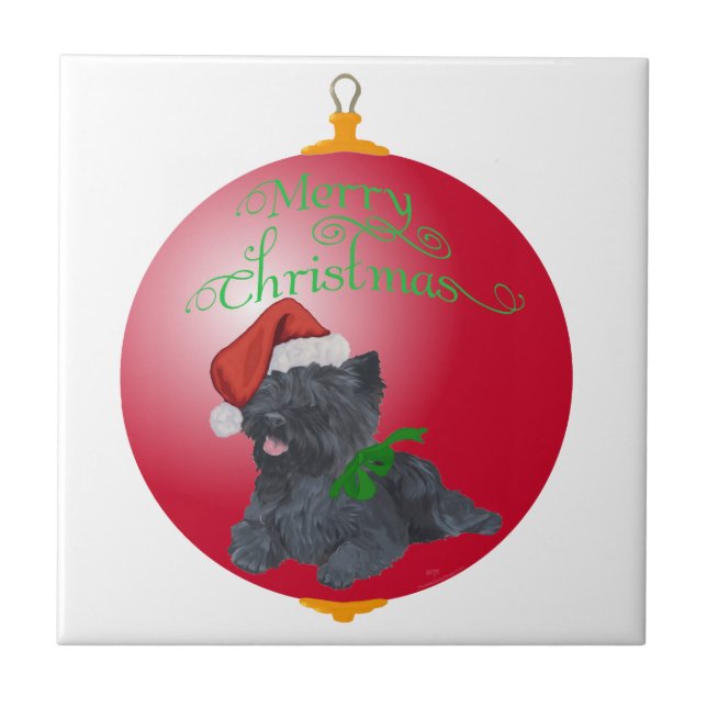 Azulejo De Cerâmica Enfeites de natal de Cairn Terrier (Frente)