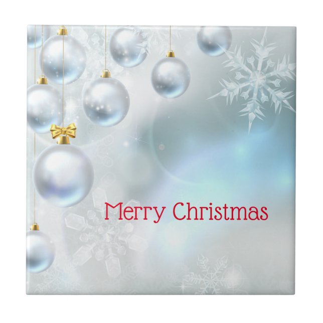 Azulejo De Cerâmica enfeites de natal e flocos de neve (Frente)