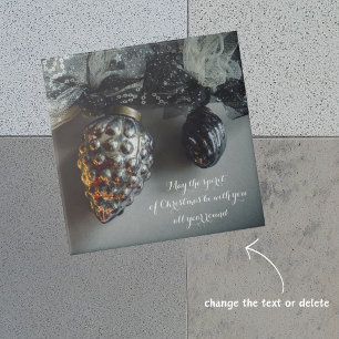 Azulejo De Cerâmica Enfeites de natal Prateados Pretos Retroativos com