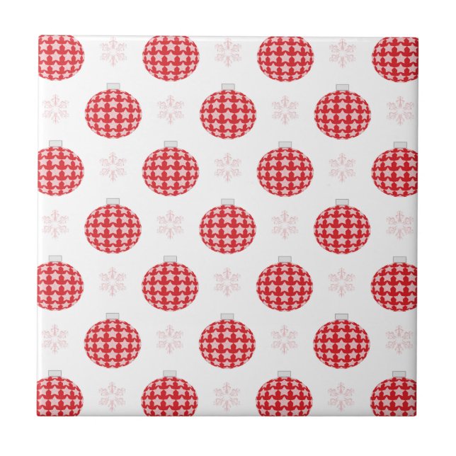 Azulejo De Cerâmica enfeites de natal vermelhos (Frente)