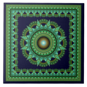 Azulejo De Cerâmica Enfeitiçante ornamento de estrela fractal