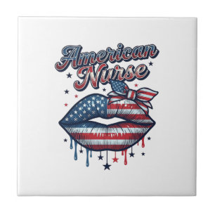 Azulejo De Cerâmica Enfermeira Americana Desenho de Camiseta Vetorial 