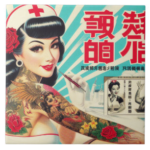 Azulejo De Cerâmica Enfermeira de tatuagem japonesa