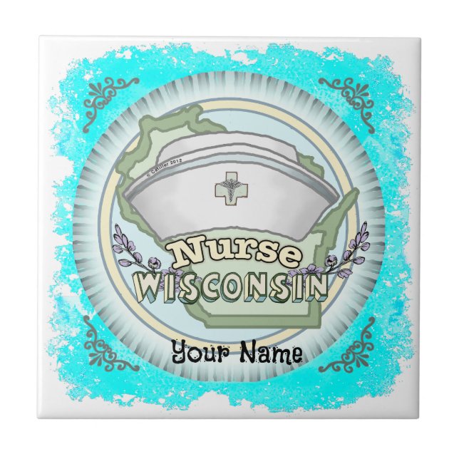 Azulejo De Cerâmica Enfermeira de Wisconsin (Frente)