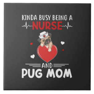 Azulejo De Cerâmica Enfermeiro Enfermeira E Pug Mãe