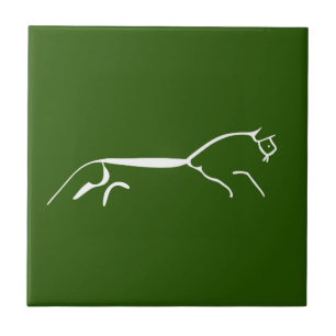 Azulejo De Cerâmica engenho do símbolo do geoglifo antigo cavalo branc