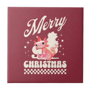 Azulejo De Cerâmica Engraçado Axolotl Feliz Natal