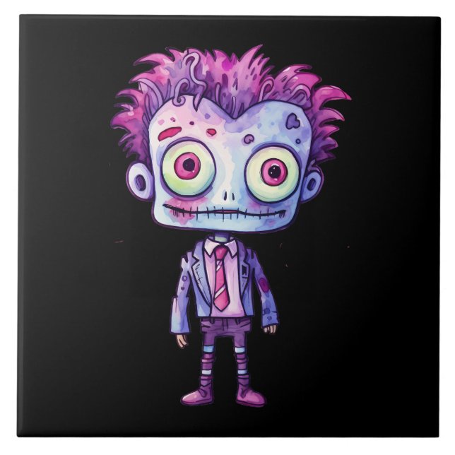 Azulejo De Cerâmica Engraçado Frankenstein Monster Halloween (Frente)