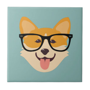 Azulejo De Cerâmica Engraçado Hipster Corgi