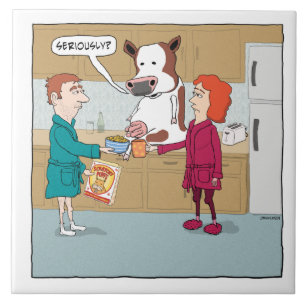 Azulejo De Cerâmica Engraçado ordenhando a vaca