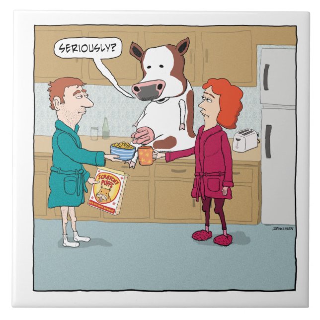 Azulejo De Cerâmica Engraçado ordenhando a vaca (Frente)