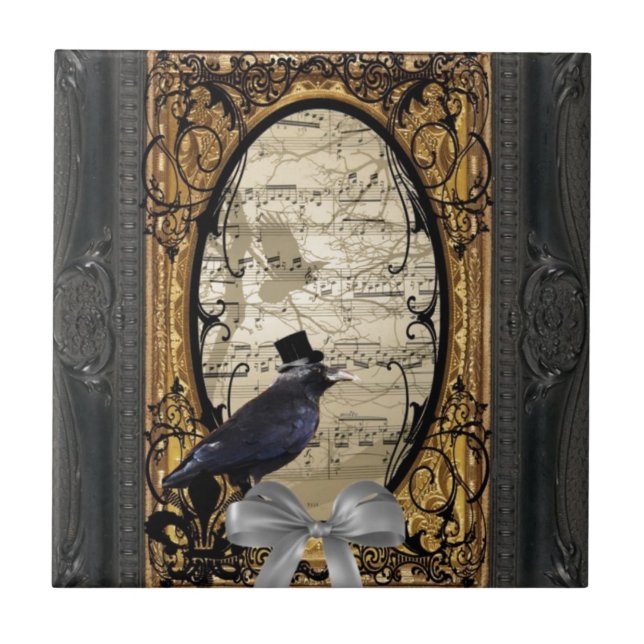 Azulejo De Cerâmica Engraçado vintage Gothic. (Frente)
